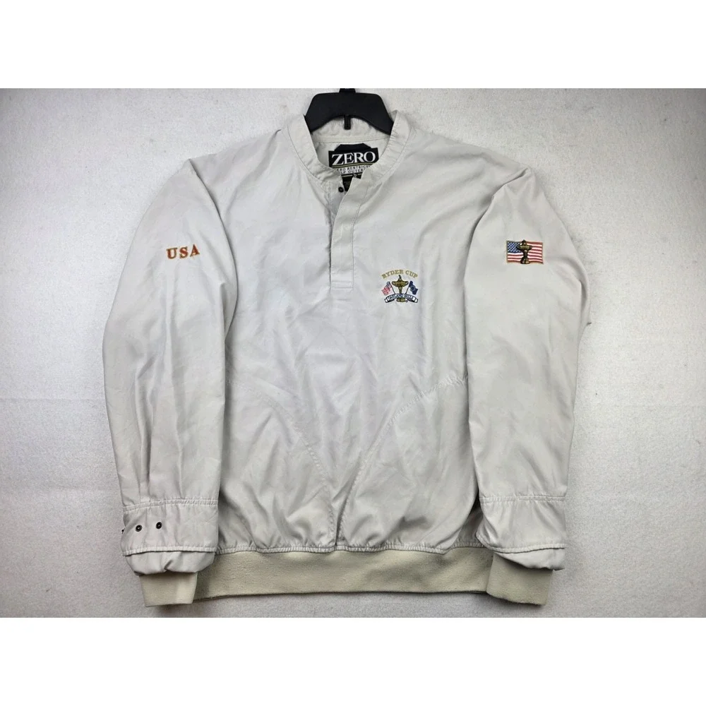 Oakland Hills Ryder Cup USA Zero Restriction 1/4 Zip Beige Pullver Jacket Size L